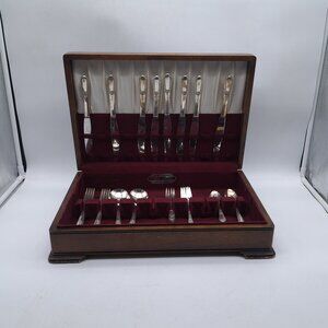 Silverplate Flatware Set for 8 in Box by Simeon George (Oneida) -Pendant